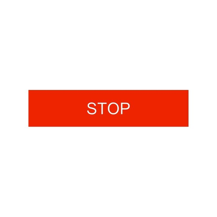 เนมเพลท SCHNEIDER ZBY02304C Easy Harmony XB2 ป้ายปุ่มกด STOP ขนาด 8 x 27 มม สีแดง