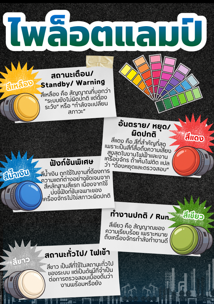 ไพล็อตแลมป์ สีต่าง ๆ บอกอะไรบ้าง คู่มือทำความเข้าใจระบบไฟสถานะแบบมืออาชีพ