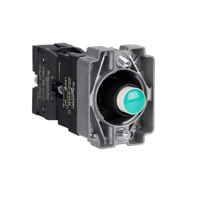 ปุ่มกด SCHNEIDER ZB2BWB31C Easy Harmony XB2 แบบมีไฟติด หลอด BA9S แรงดัน 24V 1NO สีเขียว