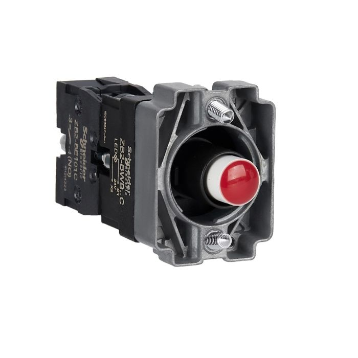 ปุ่มกด SCHNEIDER ZB2BWB41C Easy Harmony XB2 แบบมีไฟติด หลอด BA9S แรงดัน 24V 1NO สีแดง