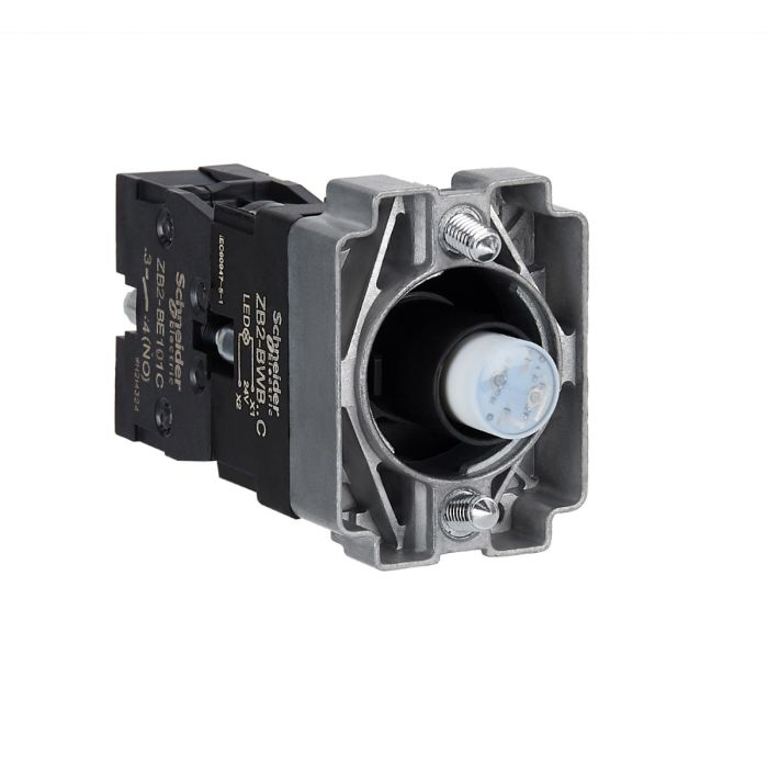 ปุ่มกด SCHNEIDER ZB2BWB61C Easy Harmony XB2 แบบมีไฟติด หลอด BA9S แรงดัน 24V 1NO สีน้ำเงิน
