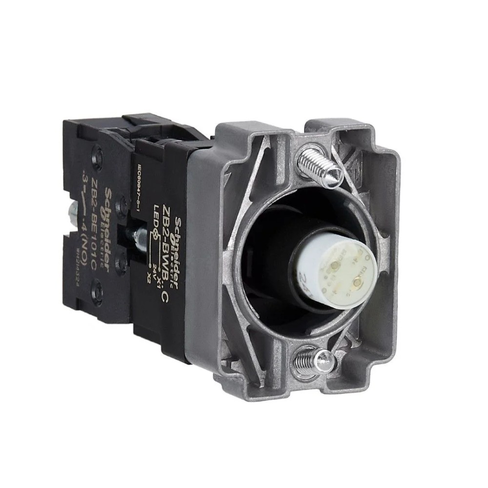 ปุ่มกด SCHNEIDER ZB2BWB51C Easy Harmony XB2 แบบมีไฟติด หลอด BA9S แรงดัน 24V 1NO สีส้ม