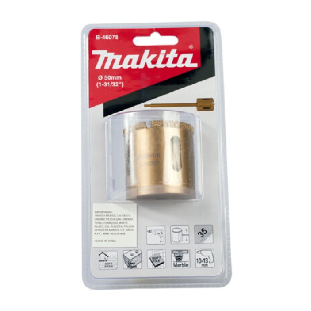 โฮลซอ MAKITA B46078 เจาะกระเบื้องเพชร Vacuum Brazed ขนาด 50x40 mm