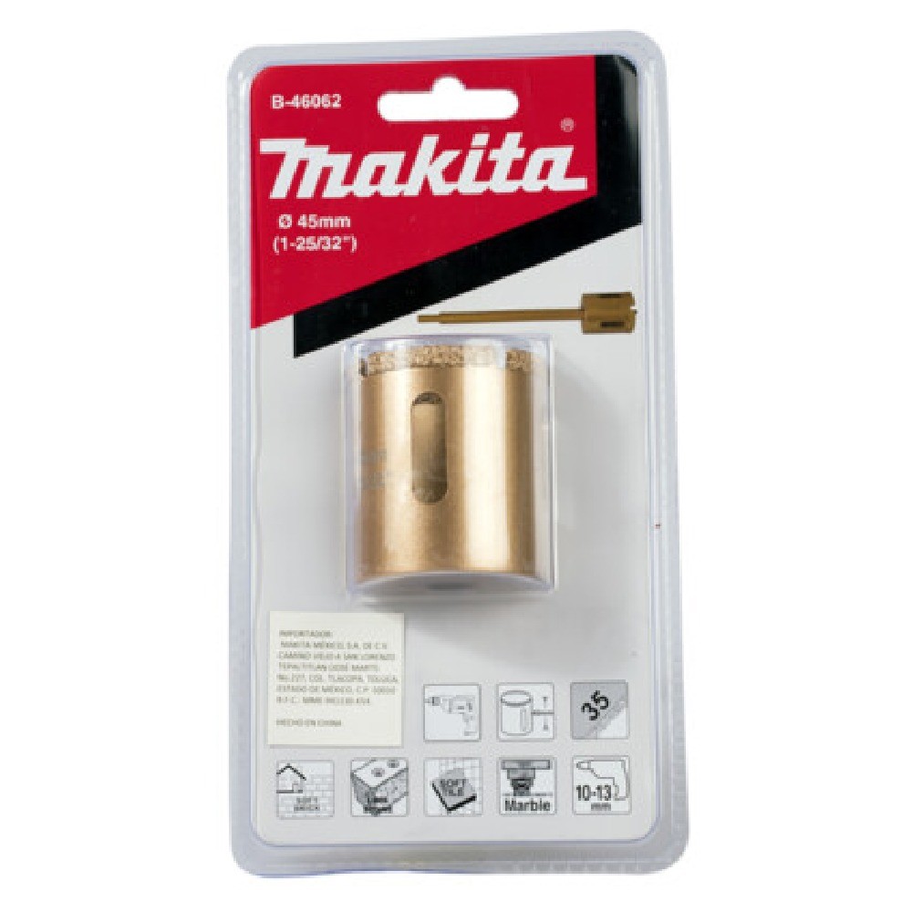 โฮลซอ MAKITA B46062 เจาะกระเบื้องเพชร Vacuum Brazed ขนาด 45x40 mm