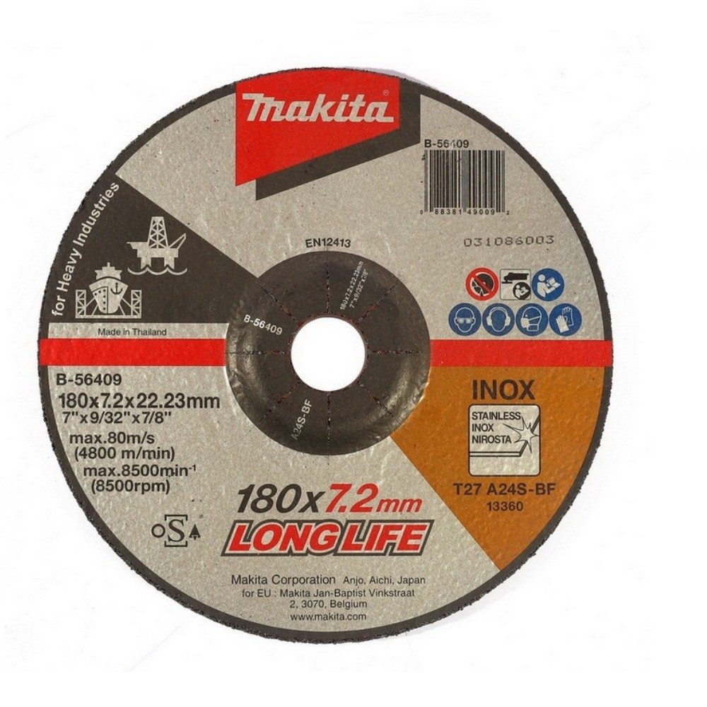 ใบเจียร์สแตนเลส MAKITA B56409  สำหรับงานอุตสาหกรรมหนัก ขนาด 180×72×2223 A24S