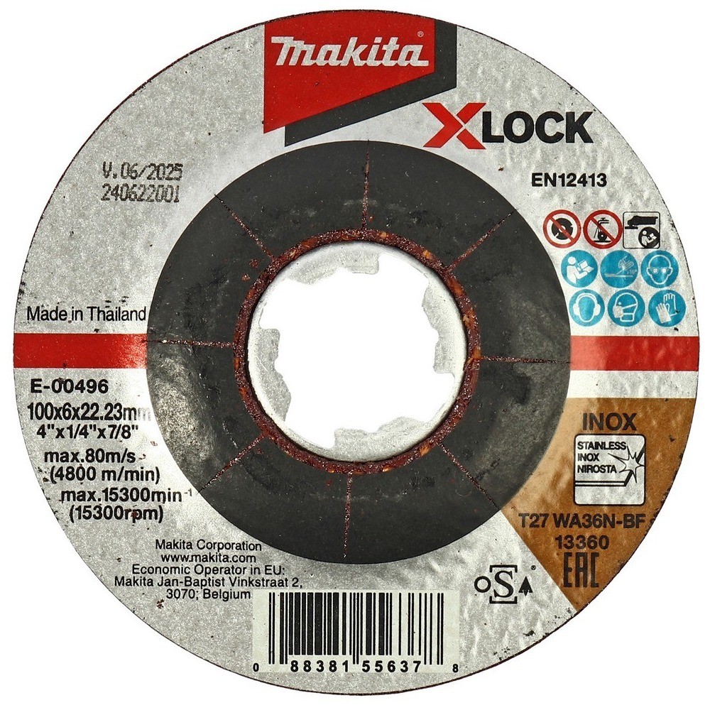 ใบเจียร์สแตนเลส MAKITA E00496  4 นิ้ว ขนาด 100x6x2223mm WA36N XLock