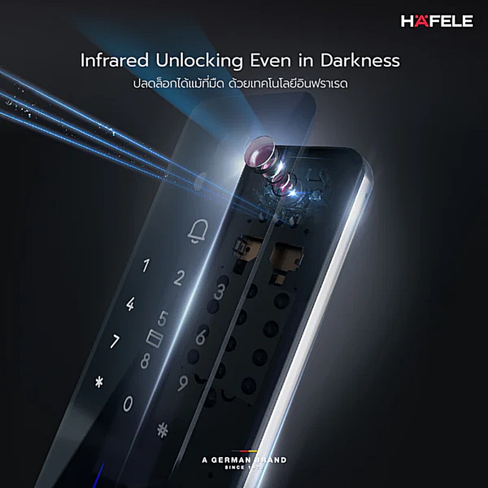 ชุดล็อกประตูระบบดิจิตอล HAFELE HORIZON 499 21 224 ความแม่นยำสูง ปลดล็อกได้ 6 รูปแบบ