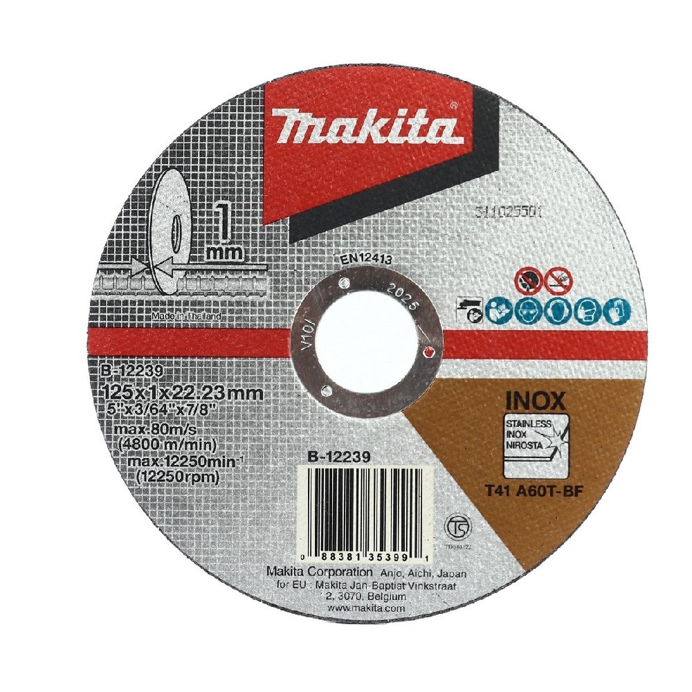 ใบตัดสแตนเลส MAKITA B12239  5 นิ้ว ขนาด 125x1x2223mm A60T