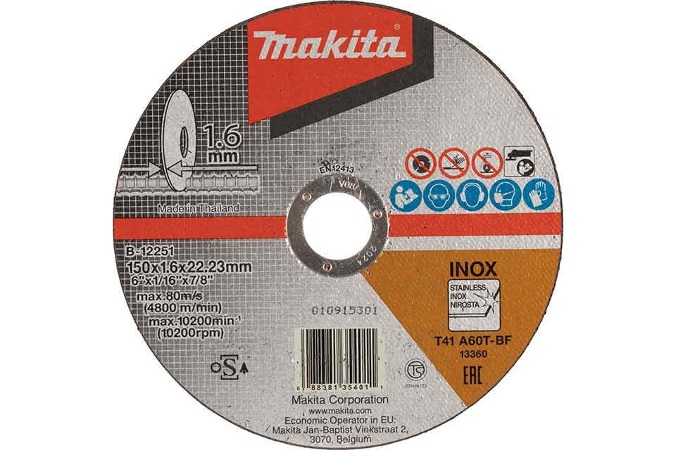 ใบตัดสแตนเลส MAKITA B 12251  6 นิ้ว ขนาด 150×1 6×22 23mm A60T