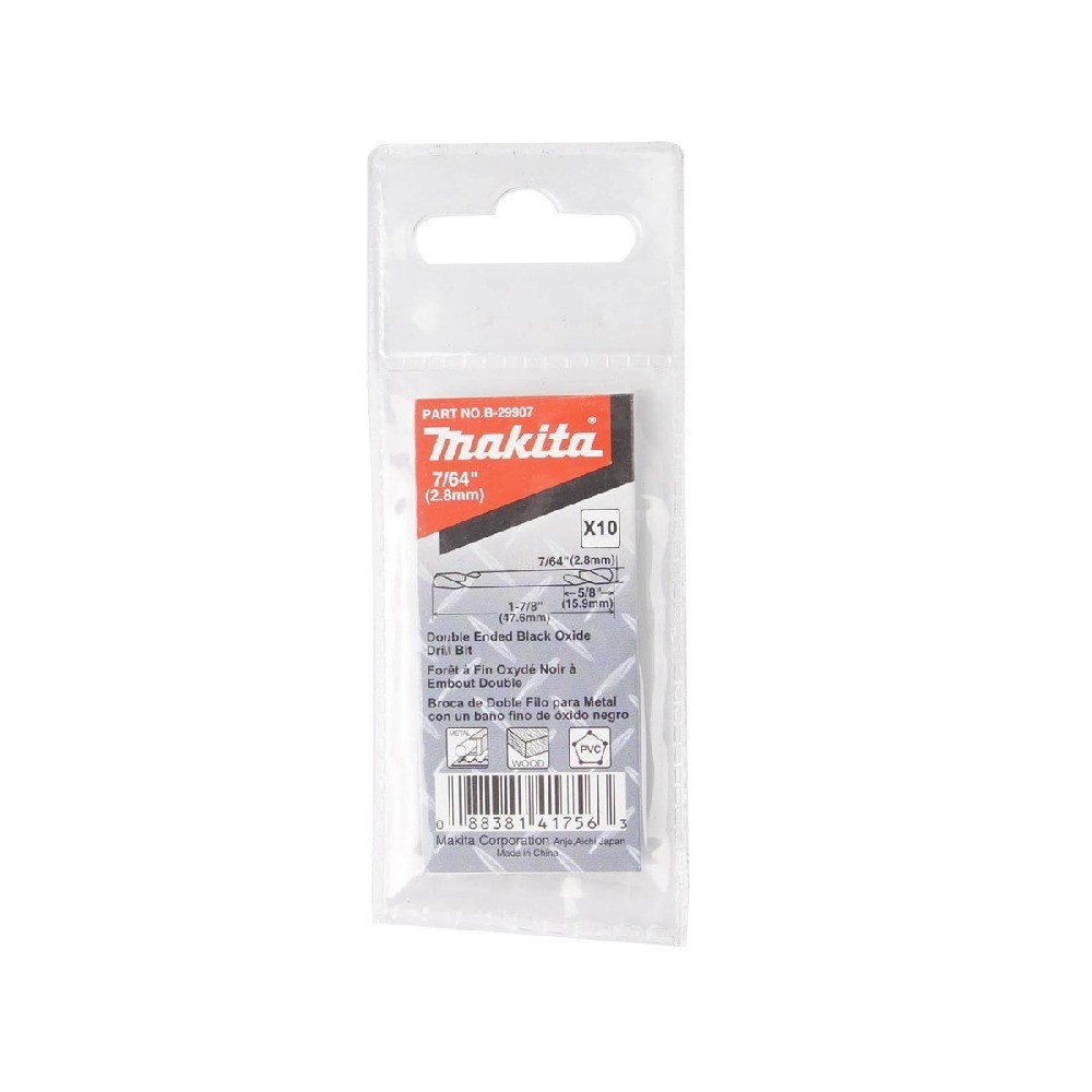 ดอกสว่านเจาะเหล็กคม  MAKITA  B29907  2 ข้าง ขนาด 764″x178″ นิ้ว