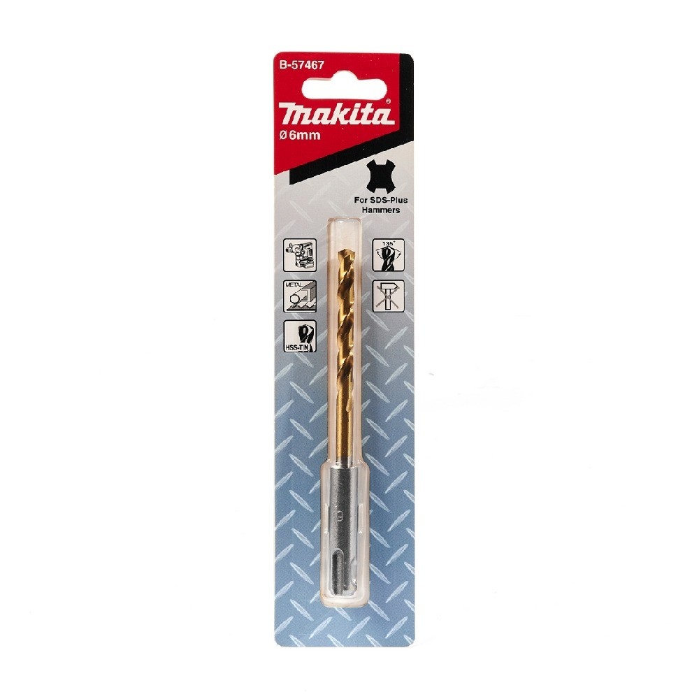 ดอกสว่านเจาะเหล็ก  MAKITA  B57467  SDSPlus HSSTIN MD Bit ขนาด 6 x 123 mm