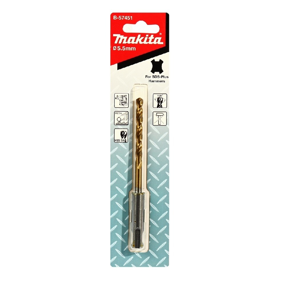 ดอกสว่านเจาะเหล็กคม  MAKITA  B57451  SDSPlus HSSTIN MD Bit ขนาด 55 x 123 mm