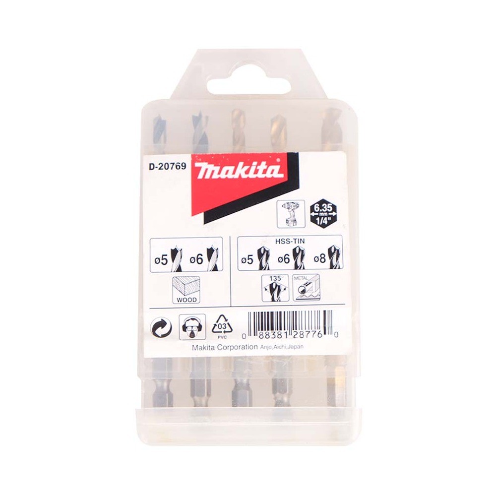 ชุดดอกสว่านเจาะเหล็กไม้  MAKITA  D20769  5ดอกชุด ก้าน MZ