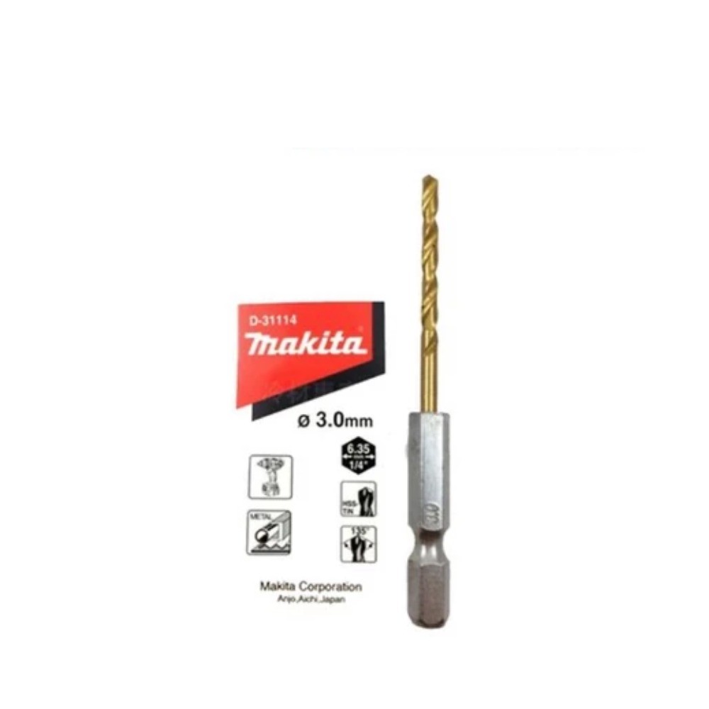 ดอกสว่านเจาะเหล็ก  MAKITA  D31114  HSS TiN ขนาด 3x91mm MZ