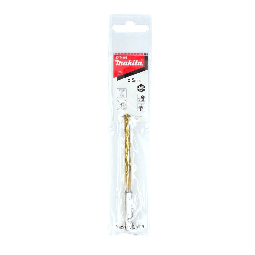 ดอกสว่านเจาะเหล็ก  MAKITA  D14962  HSS TiN ขนาด 5x105mm MZ