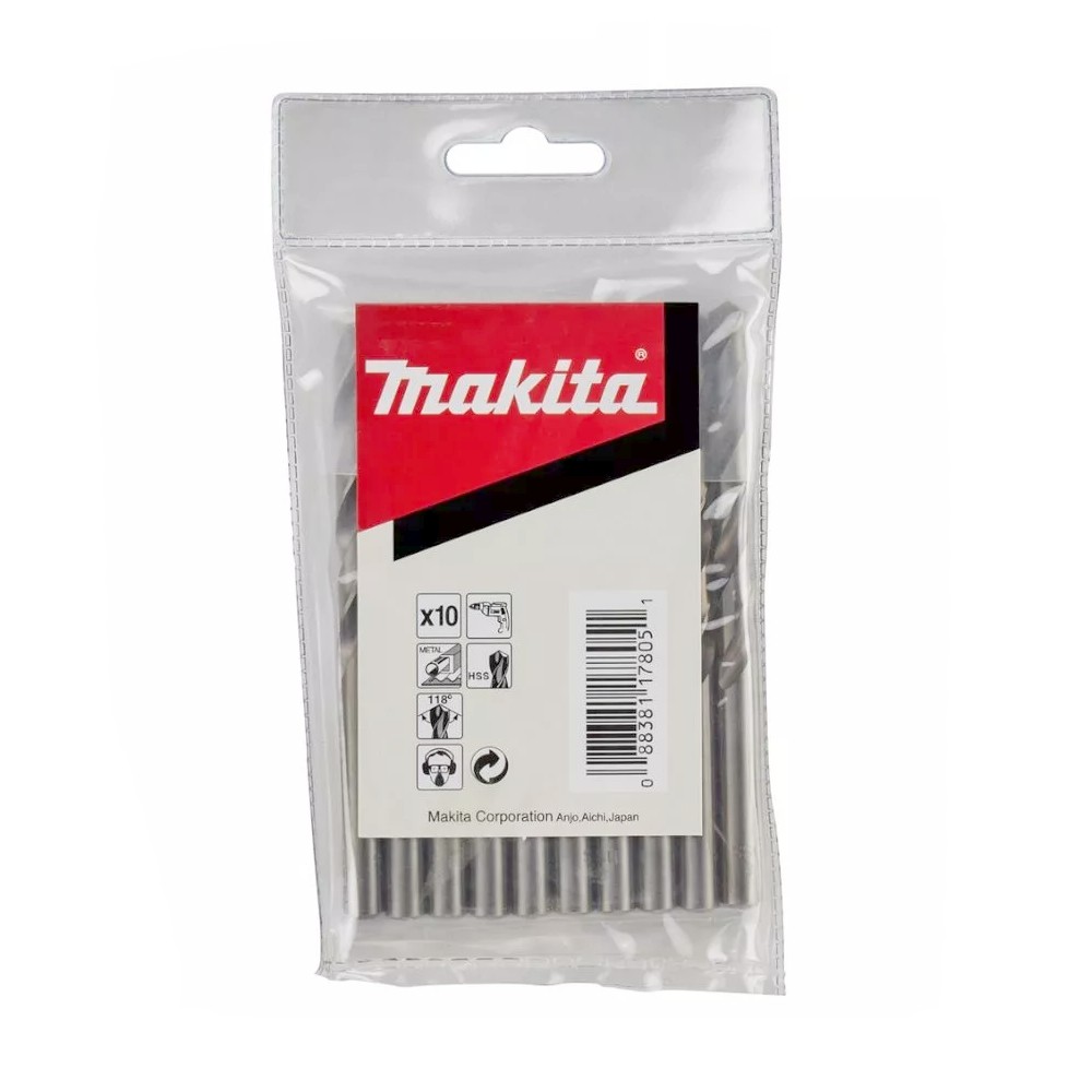 ดอกสว่านเจาะเหล็ก MAKITA D 06286 HSS G ขนาด 2 75 x 61 mm   10 ชิ้น 