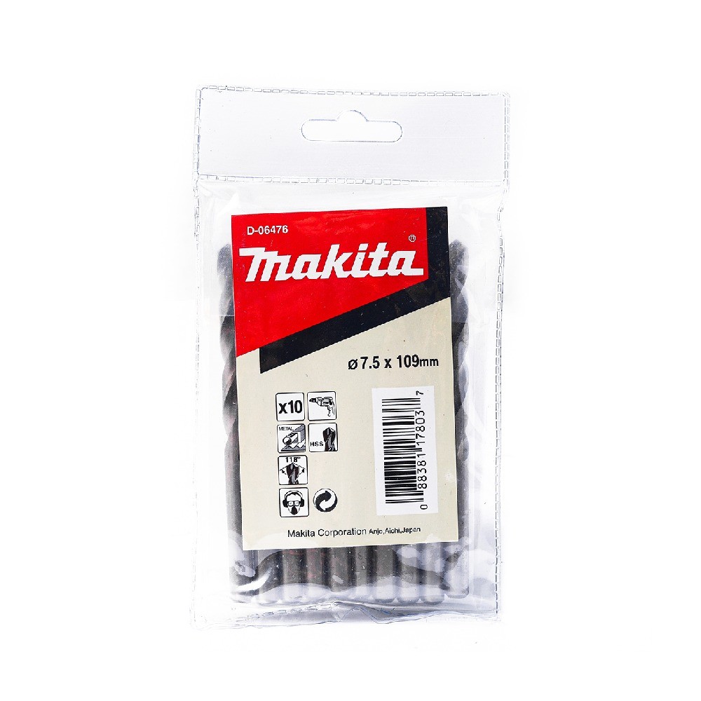 ดอกสว่านเจาะเหล็ก MAKITA D06476 HSSG ขนาด 750x109mm  10 ชิ้น 