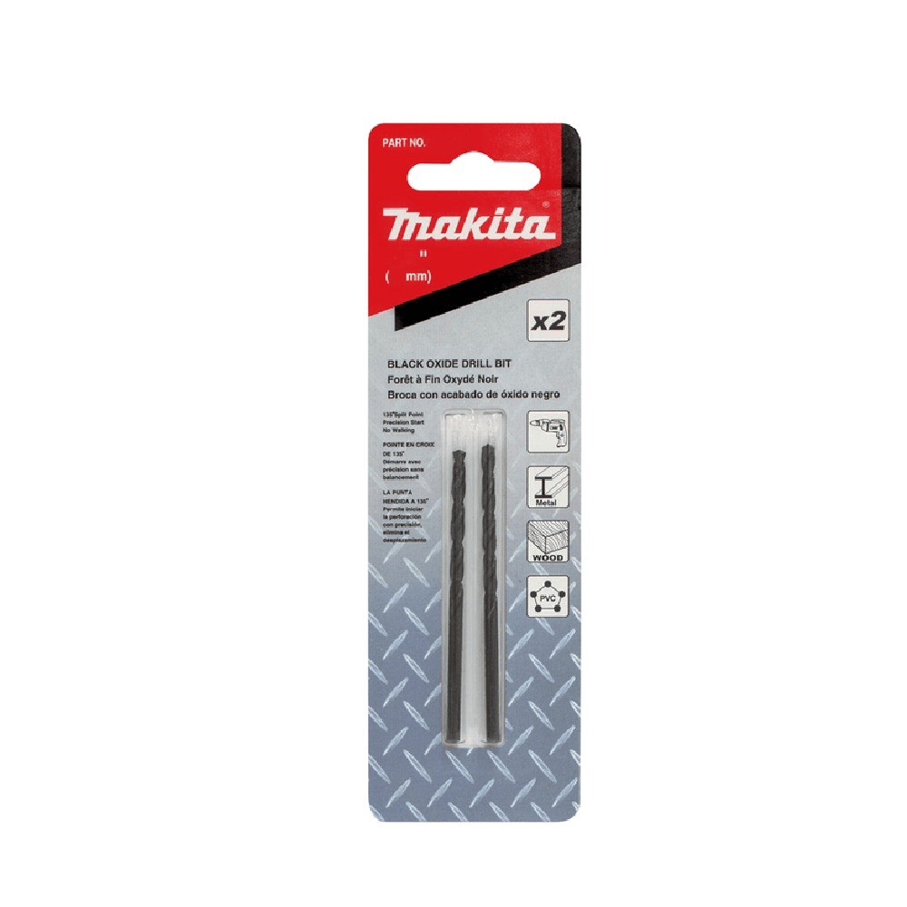 ดอกสว่านเจาะเหล็ก MAKITA D59950 HSSG ชุบดำ ขนาด 18x234 นิ้ว  2 ชิ้น 