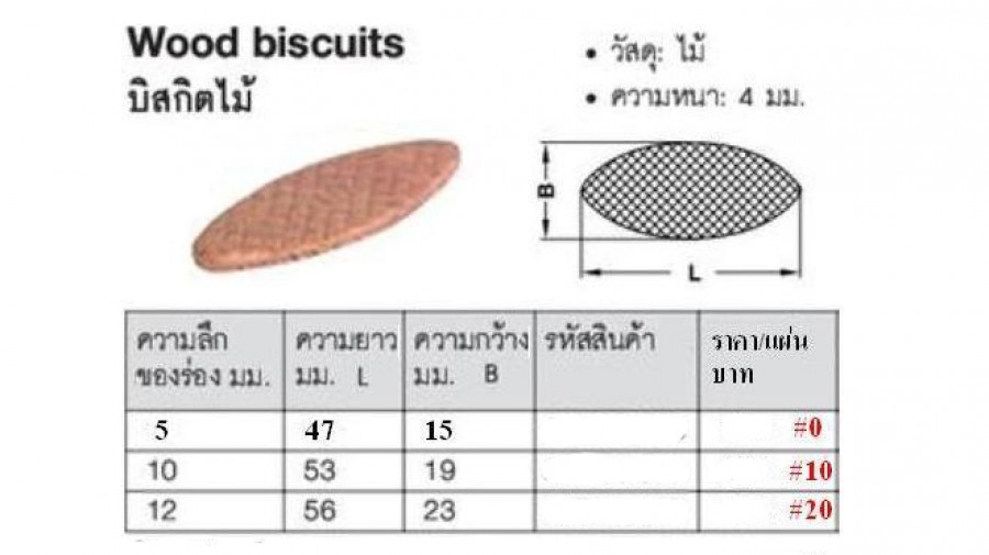 บิสกิตไม้ MAKITA BISCUIT NO.0 FOR (100 ตัว) wood biscuit ยาว 1 3/4 นิ้ว