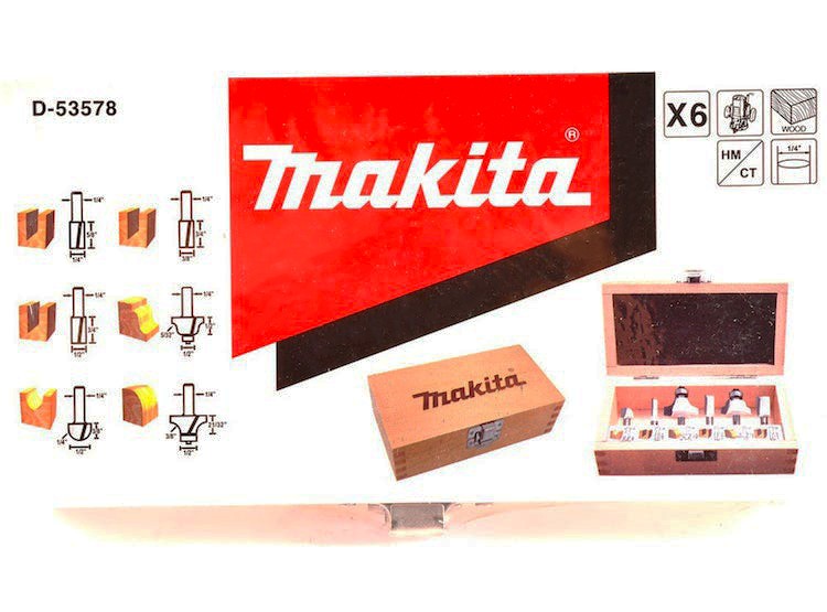 ชุดดอกเร้าเตอร์ ขนาด 1/4 นิ้ว MAKITA D-53578 (6 ดอก/ชุด) 1/4 inch router bit set (6 pieces/set)