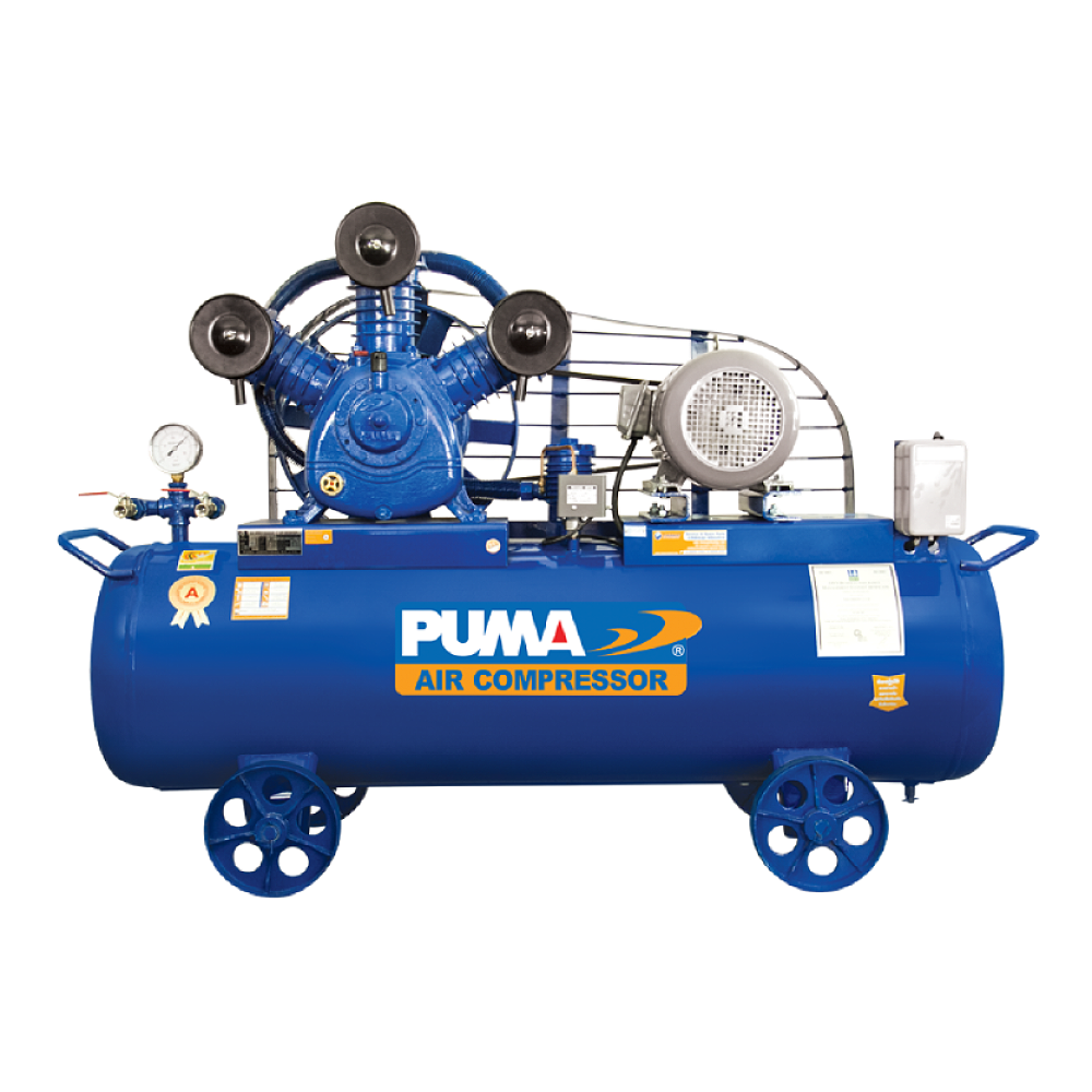ชุดปั๊มลม PUMA PP310P-HI380V-MG มอเตอร์ HITACHI 10 HP ถัง 520 L. (3 ลูกสูบ) Air compressor pump