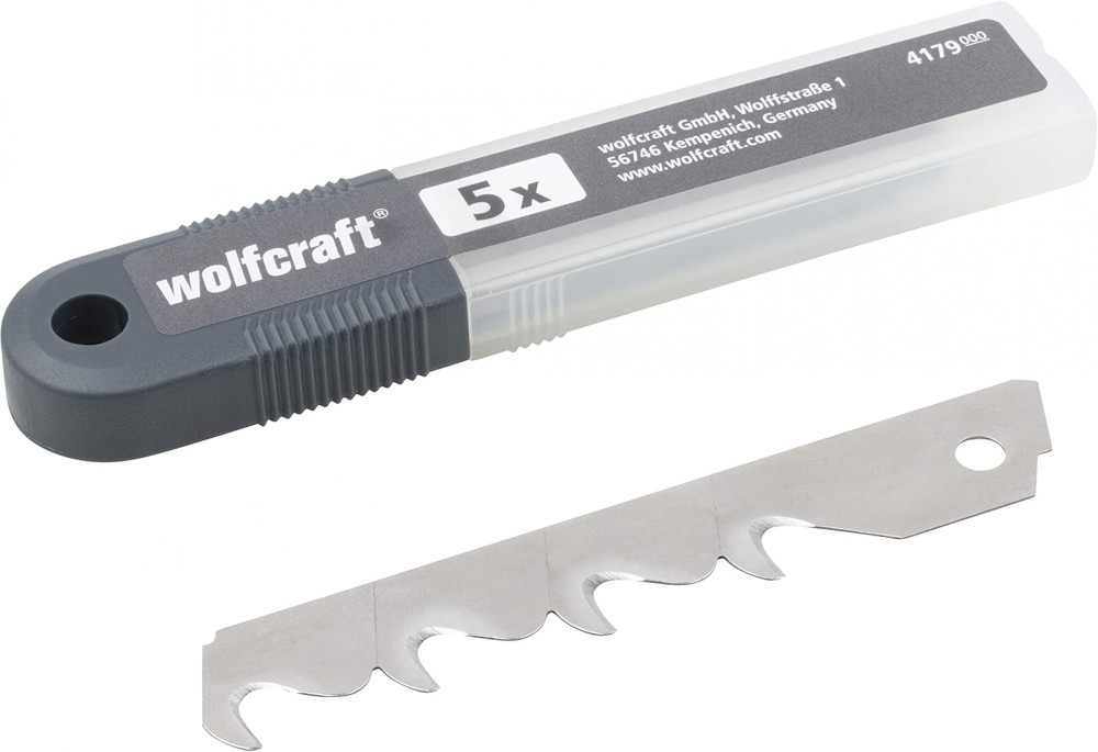 ใบมีดคัตเตอร์ตะขอ Wolfcraft 4179000 18mm 4 segments ชุด 5 ใบ