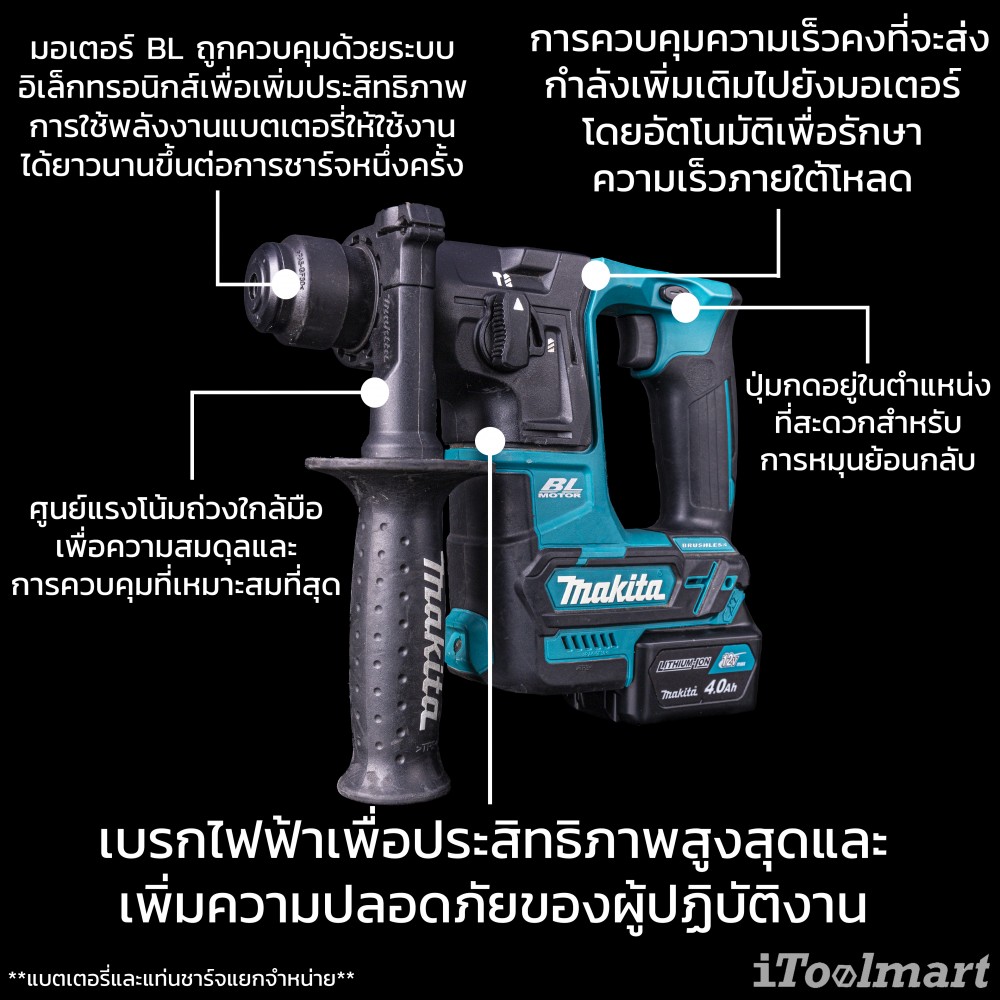สว่านโรตารี่ไร้สาย MAKITA HR166DZX1 12V. BL MOTOR (ตัวเปล่า)