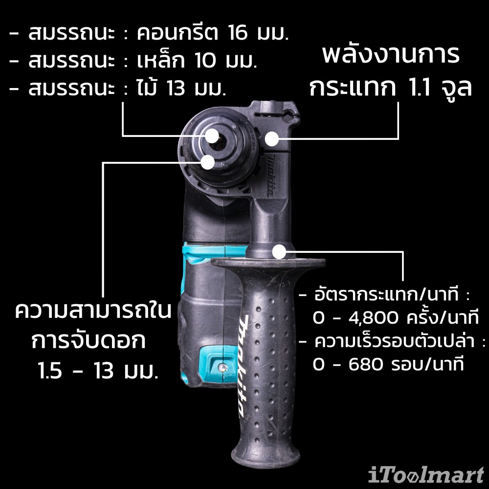 สว่านโรตารี่ไร้สาย MAKITA HR166DZX1 12V. BL MOTOR (ตัวเปล่า)