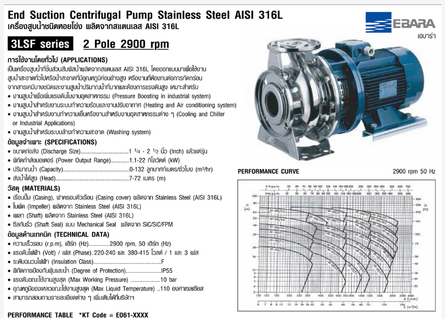 Ebara 3LSF 40-200/11 Centrifugal Water Pump
