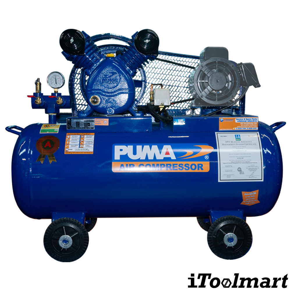 PUMA PP-21 Belt Drive Air Compressor Air Tank Pressure 1HP Capacity 92L 2 Cylinder