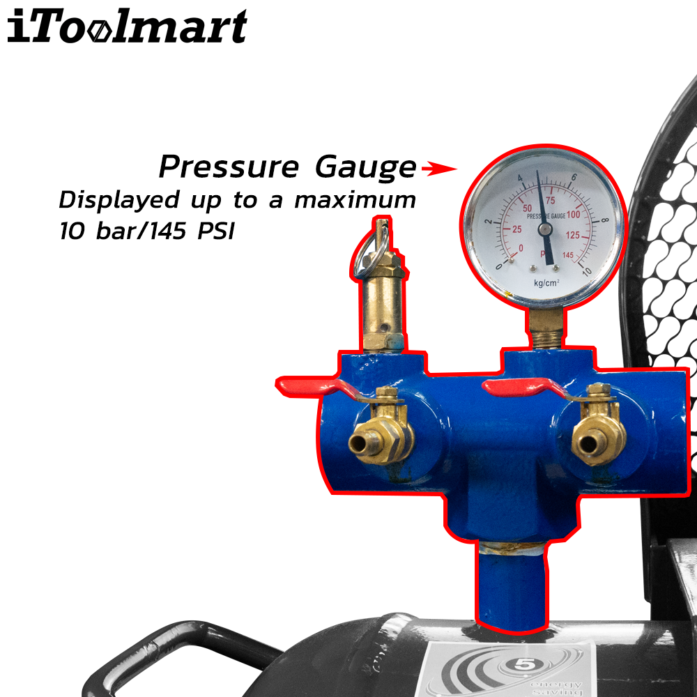 PUMA PP-21 Belt Drive Air Compressor Air Tank Pressure 1HP Capacity 92L 2 Cylinder