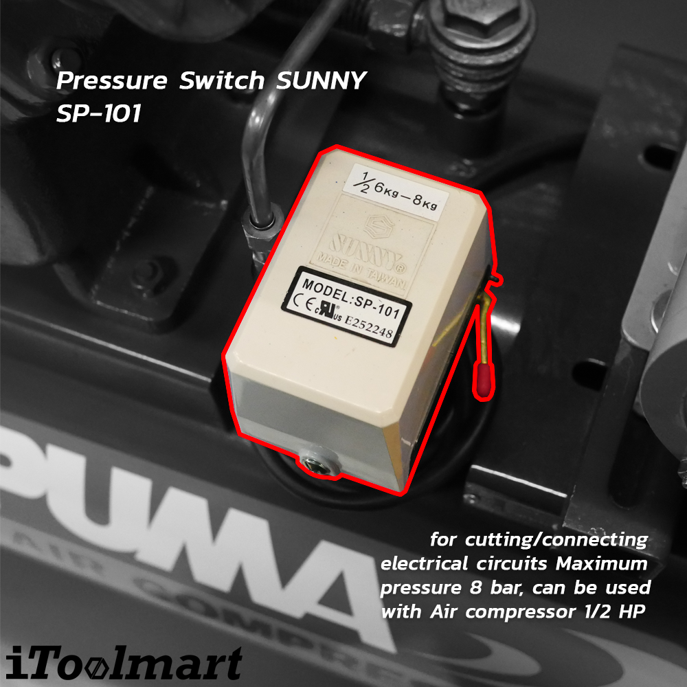 PUMA PP-21 Belt Drive Air Compressor Air Tank Pressure 1HP Capacity 92L 2 Cylinder