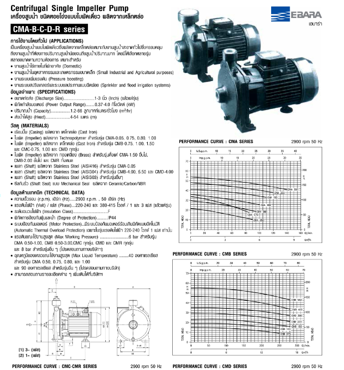 ปั๊มหอยโข่ง Ebara CMB-1.50M ปั๊มหอยโข่ง 