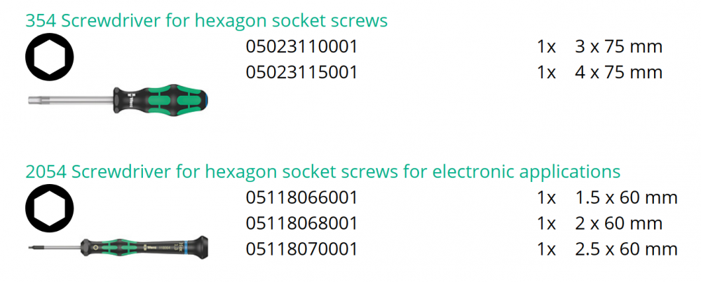 ชุดประแจหกเหลี่ยม Wera 9713 Foam insert Hex screwdriver set 1 05150104001 ชุด 12 ชิ้น