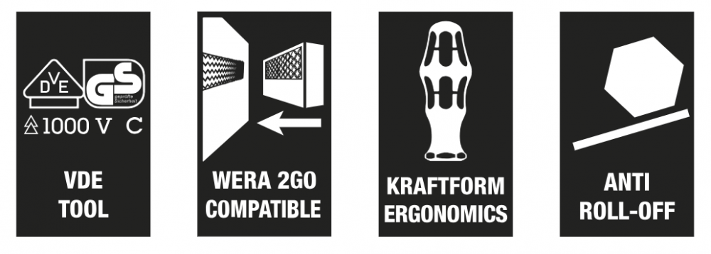 ไขควงสลับหัว Wera Kraftform Kompakt VDE 7 Universal 1 05003470001 ชุด 7 ชิ้น