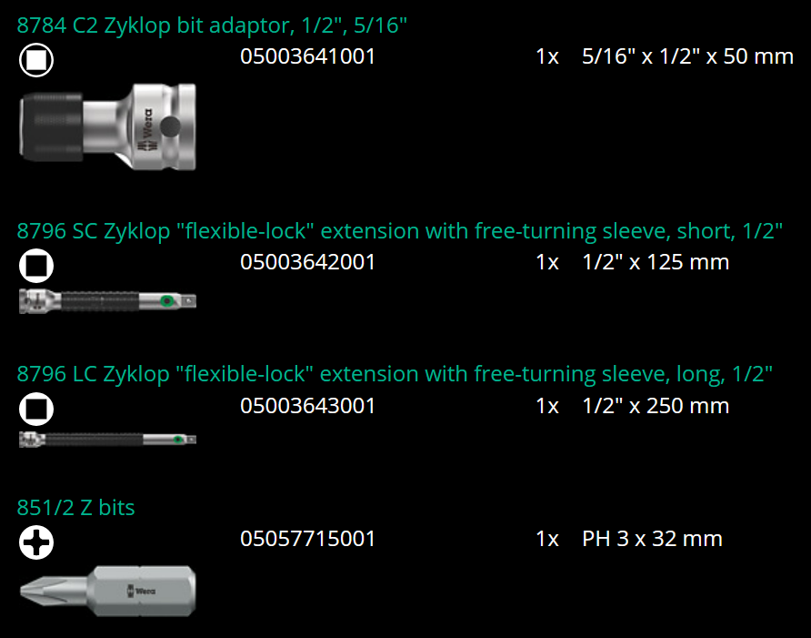 ชุดประแจ Wera Zyklop Speed 8100 SC 2 1/2 05003645001 ชุด 37 ชิ้น