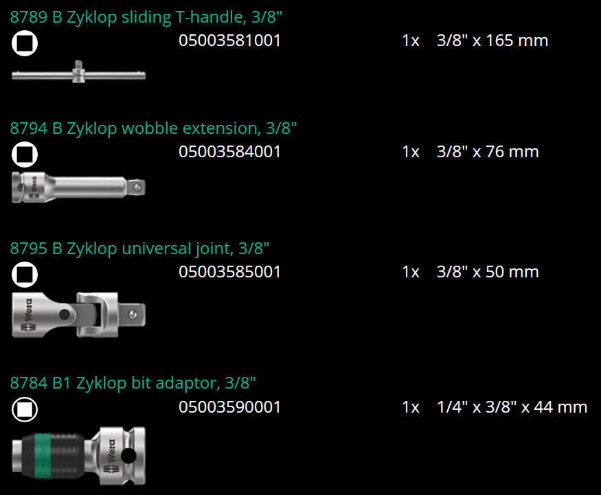 ชุดประแจ Wera Zyklop Speed 8100 SB 2 3/8 05003594001 ชุด 43 ชิ้น