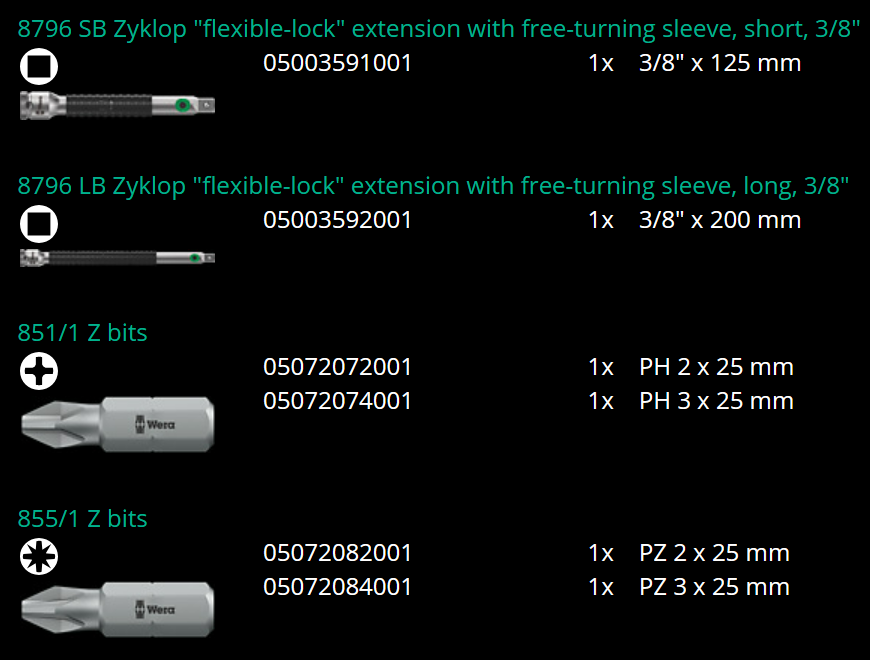ชุดประแจ Wera Zyklop Speed 8100 SB 2 3/8 05003594001 ชุด 43 ชิ้น