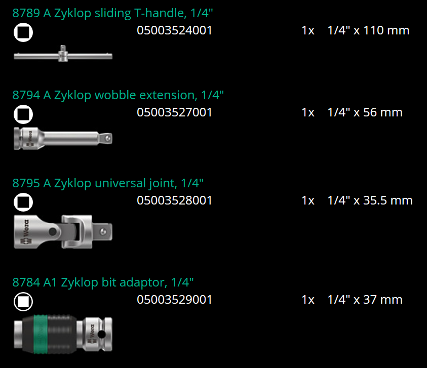 ชุดประแจ Wera Zyklop Speed 8100 SA 2 1/4 05003533001 ชุด 42 ชิ้น