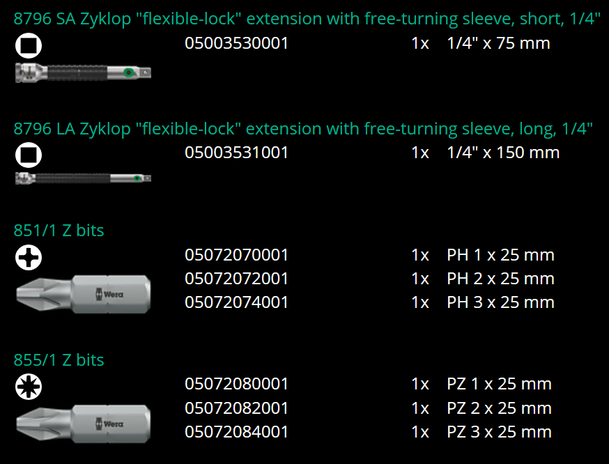 ชุดประแจ Wera Zyklop Speed 8100 SA 2 1/4 05003533001 ชุด 42 ชิ้น