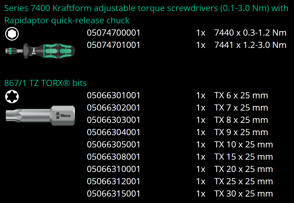 ชุดไขควง Wera 7440/41 Kraftform torque screwdriver set 05074738001 (26 ชิ้น)