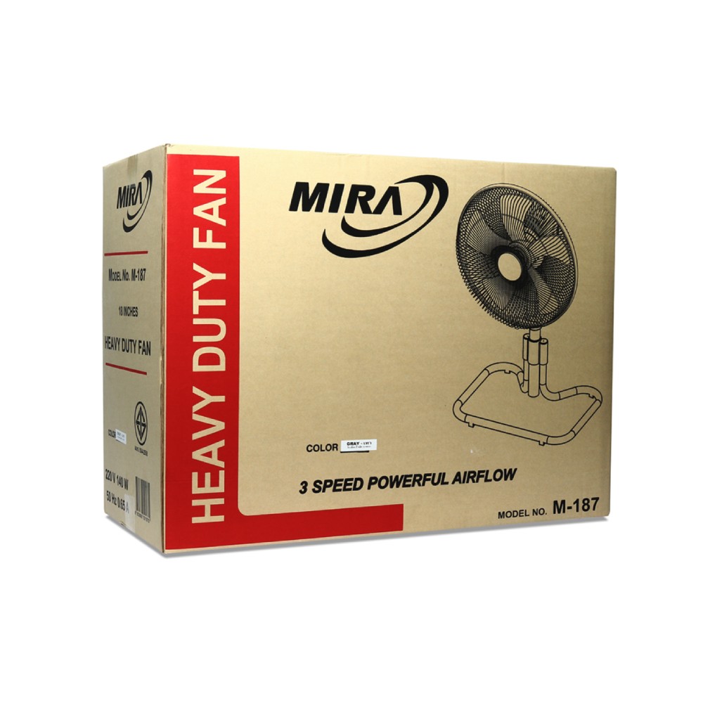 พัดลมอุตสาหกรรม แบบตั้งพื้น MIRA M187 ขนาด 18 นิ้ว สีเทา ปรับระดับได้
