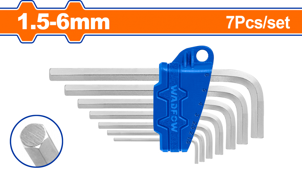 ประแจหกเหลี่ยม WADFOW WHK1671 ขนาด 1.5-6 มม. (7 ชิ้น)