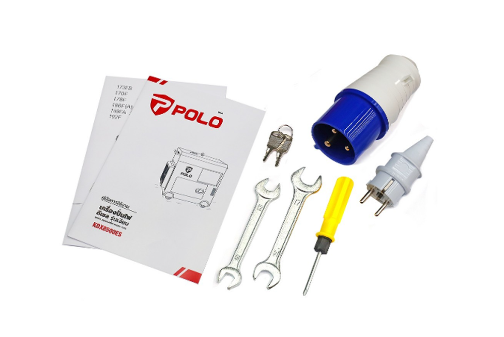 เครื่องปั่นไฟ ดีเซล POLO KDX8500ES กำลังไฟ 6 5 Kw  เครื่องยนต์ 11 7 แรงม้า 