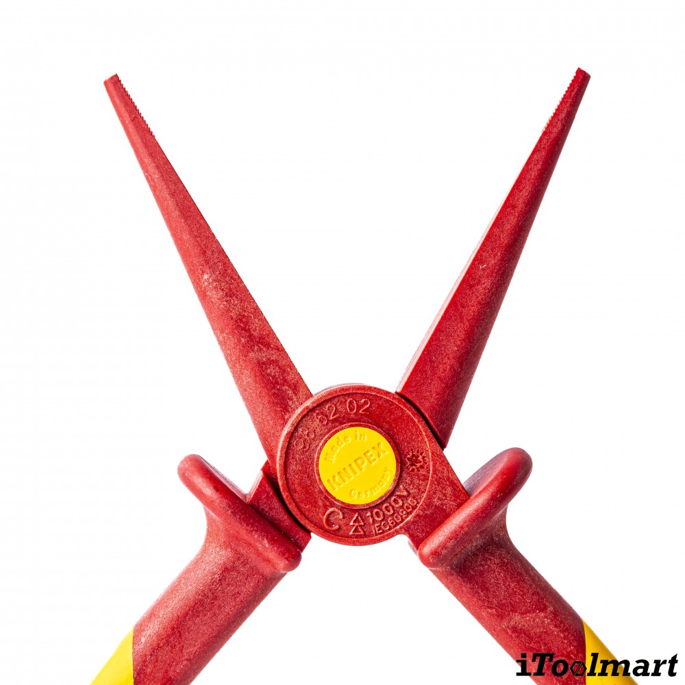 คีมปากเเหลม KNIPEX 98 62 02 ขนาด 220 มิล  หุ้มฉนวนกันไฟ   Snipe Nose Pliers of plastic insulating  VDE