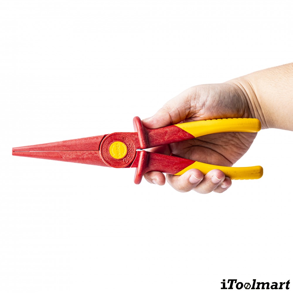 คีมปากเเหลม KNIPEX 98 62 02 ขนาด 220 มิล  หุ้มฉนวนกันไฟ   Snipe Nose Pliers of plastic insulating  VDE