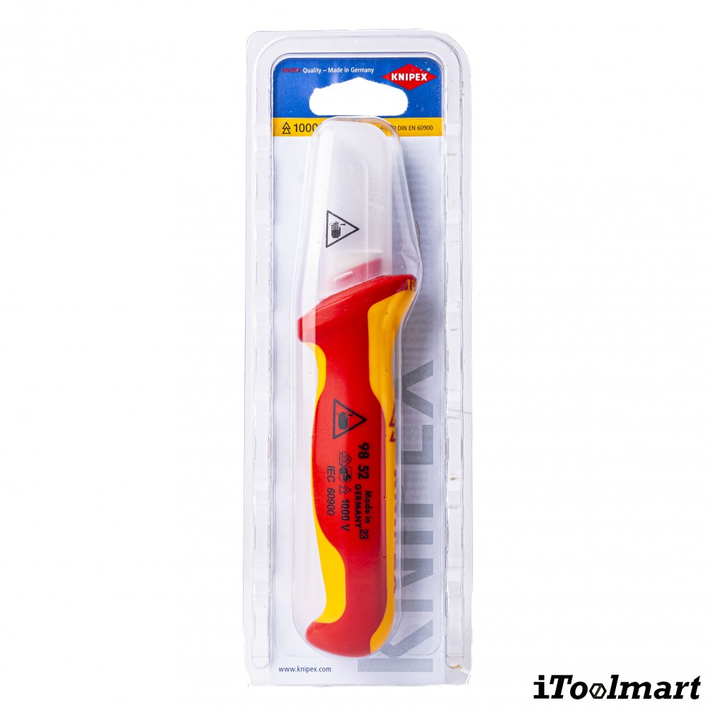 มีดปอกสายเคเบิ้ล  หุ้มฉนวน  KNIPEX 98 52 SB  Cable Knife  ด้าม VDE
