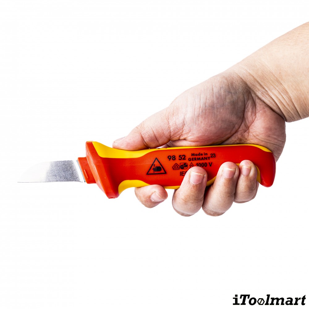 มีดปอกสายเคเบิ้ล  หุ้มฉนวน  KNIPEX 98 52 SB  Cable Knife  ด้าม VDE
