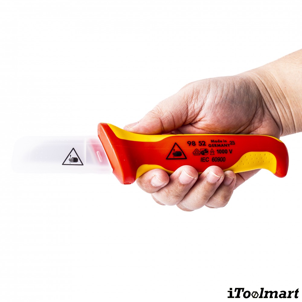 มีดปอกสายเคเบิ้ล  หุ้มฉนวน  KNIPEX 98 52 SB  Cable Knife  ด้าม VDE