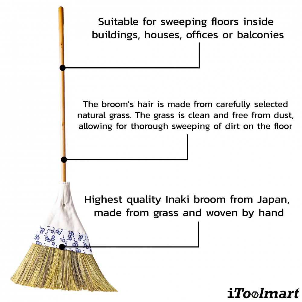 ไม้กวาดญี่ปุ่น Inaki 0202 Zashiki Brooms หุ้มผ้า เอียงลายดอกไม้